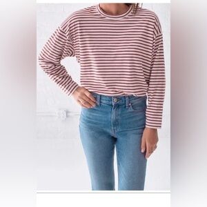 NWT AYR | French Fry Striped Long Sleeve Tee | Red and White Stripe (hot sauce)